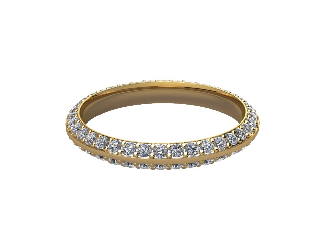 Full-Set Diamond Wedding Ring in 9ct. Rose Gold: 2.7mm. wide with Round Milgrain-set Diamonds