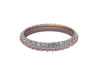 Full-Set Diamond Wedding Ring in 18ct. Rose Gold: 3.0mm. wide with Round Milgrain-set Diamonds