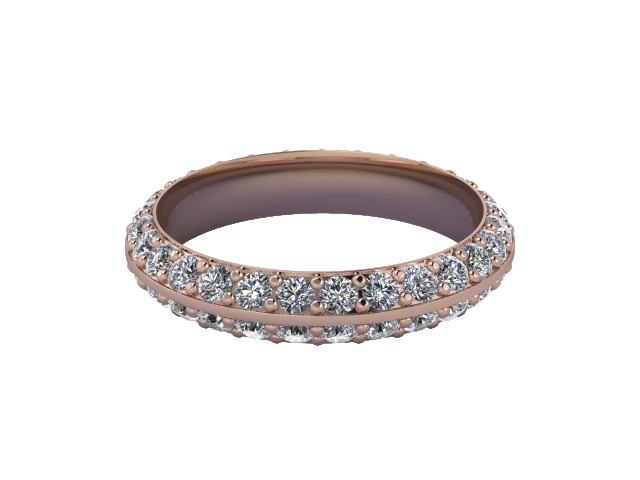 Full-Set Diamond Wedding Ring in 9ct. Rose Gold: 4.0mm. wide with Round Milgrain-set Diamonds