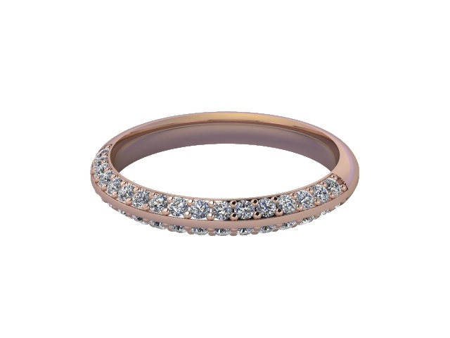 Half-Set Diamond Wedding Ring in 9ct. Rose Gold: 2.7mm. wide with Round Milgrain-set Diamonds