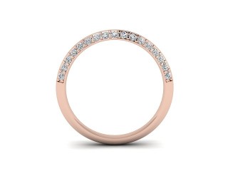 Half-Set Diamond Wedding Ring in 18ct. Rose Gold: 2.7mm. wide with Round Milgrain-set Diamonds