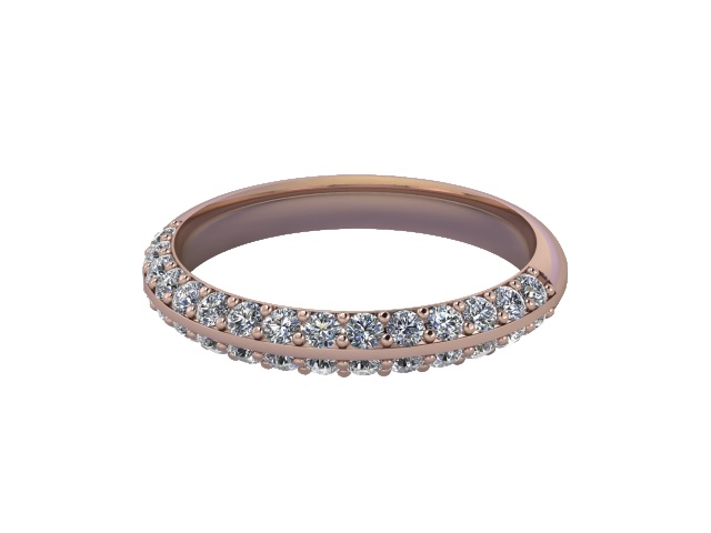 Half-Set Diamond Wedding Ring in 18ct. Rose Gold: 3.0mm. wide with Round Milgrain-set Diamonds
