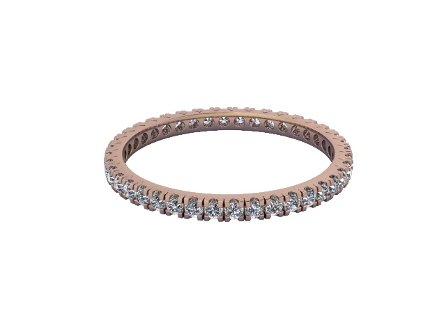 Full-Set Diamond Wedding Ring in 9ct. Rose Gold: 1.7mm. wide with Round Split Claw Set Diamonds