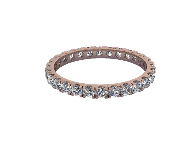 Full-Set Diamond Wedding Ring in 18ct. Rose Gold: 2.1mm. wide with Round Split Claw Set Diamonds