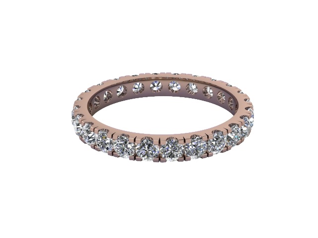 Full-Set Diamond Wedding Ring in 9ct. Rose Gold: 2.6mm. wide with Round Split Claw Set Diamonds