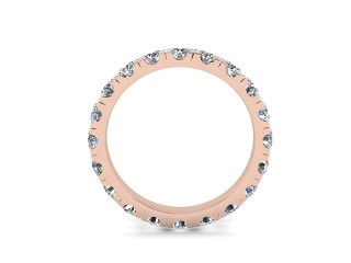 Full-Set Diamond Wedding Ring in 18ct. Rose Gold: 3.1mm. wide with Round Split Claw Set Diamonds - 3