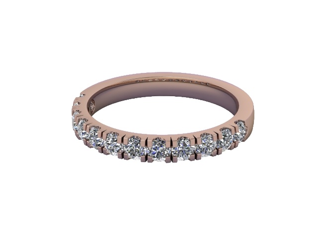 Half-Set Diamond Wedding Ring in 9ct. Rose Gold: 2.6mm. wide with Round Split Claw Set Diamonds