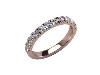 Semi-Set Diamond Wedding Ring in 18ct. Rose Gold: 2.6mm. wide with Round Split Claw Set Diamonds - 12