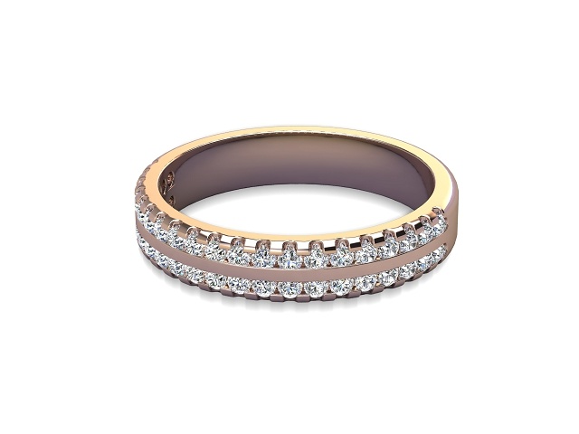 Half-Set Diamond Wedding Ring in 9ct. Rose Gold: 3.8mm. wide with Round Milgrain-set Diamonds