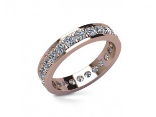 Full-Set Diamond Wedding Ring in 18ct. Rose Gold: 4.1mm. wide with Round Milgrain-set Diamonds - 12