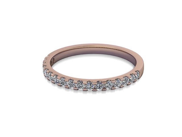 Half-Set Diamond Wedding Ring in 9ct. Rose Gold: 1.9mm. wide with Round Shared Claw Set Diamonds