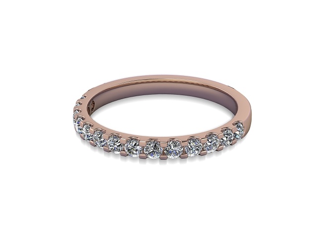 Half-Set Diamond Wedding Ring in 9ct. Rose Gold: 2.1mm. wide with Round Shared Claw Set Diamonds