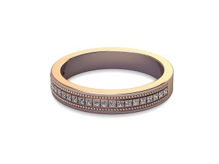 Semi-Set Diamond Wedding Ring in 9ct. Rose Gold: 3.5mm. wide with Round Milgrain-set Diamonds