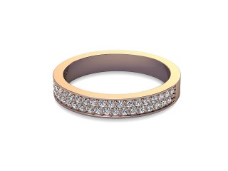 Half-Set Diamond Wedding Ring in 9ct. Rose Gold: 3.2mm. wide with Round Milgrain-set Diamonds