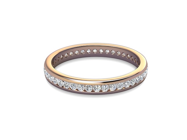 Full-Set Diamond Wedding Ring in 18ct. Rose Gold: 2.7mm. wide with Round Channel-set Diamonds