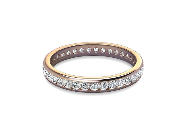 Full-Set Diamond Wedding Ring in 9ct. Rose Gold: 2.8mm. wide with Round Channel-set Diamonds