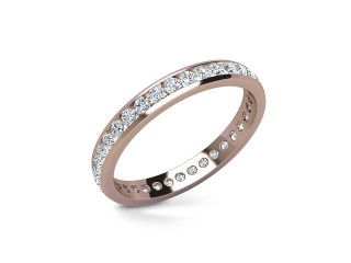 Full-Set Diamond Wedding Ring in 18ct. Rose Gold: 2.8mm. wide with Round Channel-set Diamonds