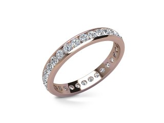 Full-Set Diamond Wedding Ring in 18ct. Rose Gold: 3.1mm. wide with Round Channel-set Diamonds
