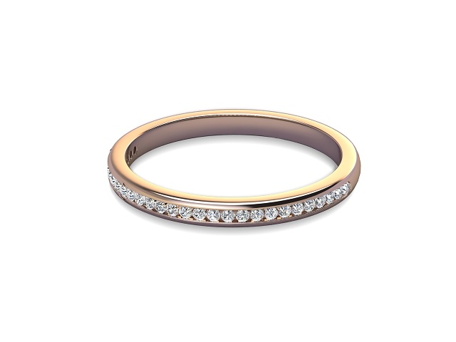 Half-Set Diamond Wedding Ring in 18ct. Rose Gold: 2.0mm. wide with Round Channel-set Diamonds