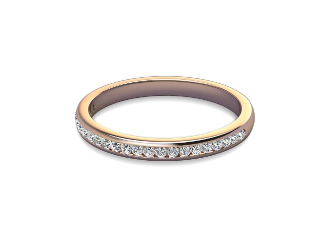 Semi-Set Diamond Wedding Ring in 9ct. Rose Gold: 2.2mm. wide with Round Channel-set Diamonds