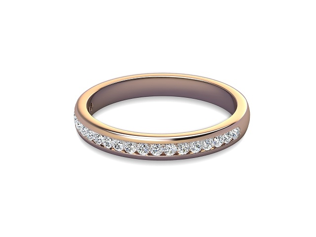 Half-Set Diamond Wedding Ring in 18ct. Rose Gold: 2.7mm. wide with Round Channel-set Diamonds