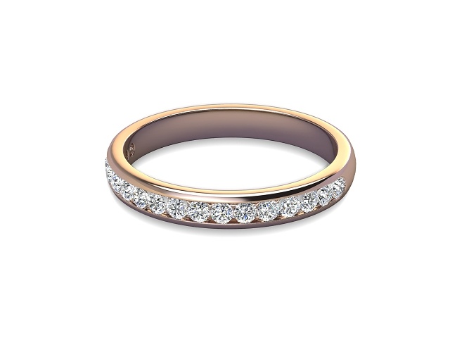 Half-Set Diamond Wedding Ring in 18ct. Rose Gold: 2.8mm. wide with Round Channel-set Diamonds