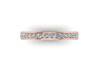 Half-Set Diamond Wedding Ring in 18ct. Rose Gold: 2.8mm. wide with Round Channel-set Diamonds