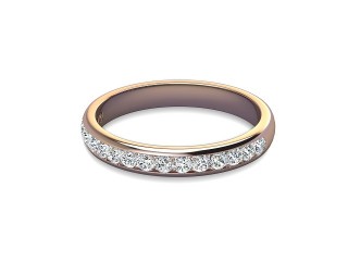 Half-Set Diamond Wedding Ring in 9ct. Rose Gold: 2.9mm. wide with Round Channel-set Diamonds