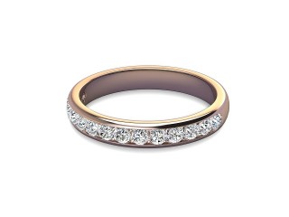 Half-Set Diamond Wedding Ring in 9ct. Rose Gold: 3.1mm. wide with Round Channel-set Diamonds