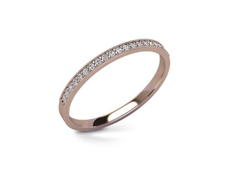 Semi-Set Diamond Wedding Ring in 18ct. Rose Gold: 1.8mm. wide with Round Milgrain-set Diamonds - 3