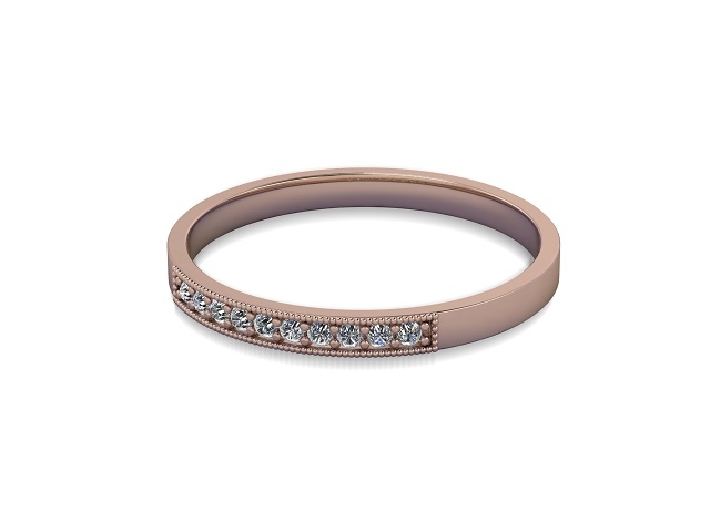 Half-Set Diamond Wedding Ring in 9ct. Rose Gold: 2.0mm. wide with Round Milgrain-set Diamonds