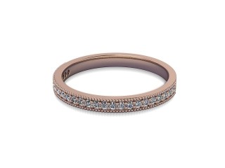 Half-Set Diamond Wedding Ring in 9ct. Rose Gold: 2.2mm. wide with Round Milgrain-set Diamonds