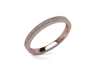 Semi-Set Diamond Wedding Ring in 18ct. Rose Gold: 2.2mm. wide with Round Milgrain-set Diamonds - 12