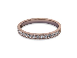 Half-Set Diamond Wedding Ring in 9ct. Rose Gold: 2.3mm. wide with Round Milgrain-set Diamonds-W88-44310.23