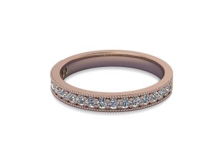 Half-Set Diamond Wedding Ring in 9ct. Rose Gold: 2.7mm. wide with Round Milgrain-set Diamonds