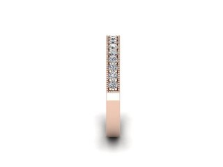 Half-Set Diamond Wedding Ring in 18ct. Rose Gold: 2.7mm. wide with Round Milgrain-set Diamonds - 6