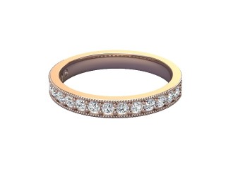 Half-Set Diamond Wedding Ring in 18ct. Rose Gold: 2.9mm. wide with Round Milgrain-set Diamonds