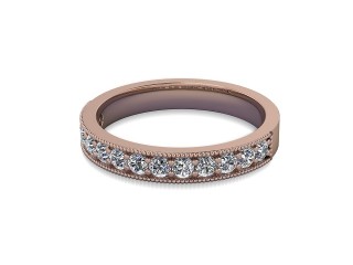 Semi-Set Diamond Wedding Ring in 18ct. Rose Gold: 3.1mm. wide with Round Milgrain-set Diamonds