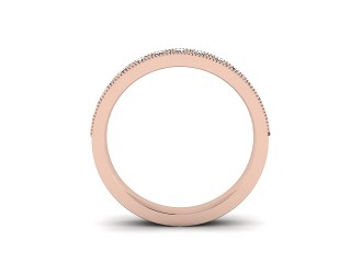 Semi-Set Diamond Wedding Ring in 18ct. Rose Gold: 3.1mm. wide with Round Milgrain-set Diamonds - 3
