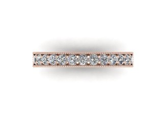 Semi-Set Diamond Wedding Ring in 18ct. Rose Gold: 3.1mm. wide with Round Milgrain-set Diamonds - 9