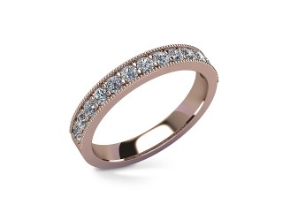 Semi-Set Diamond Wedding Ring in 18ct. Rose Gold: 3.1mm. wide with Round Milgrain-set Diamonds - 12