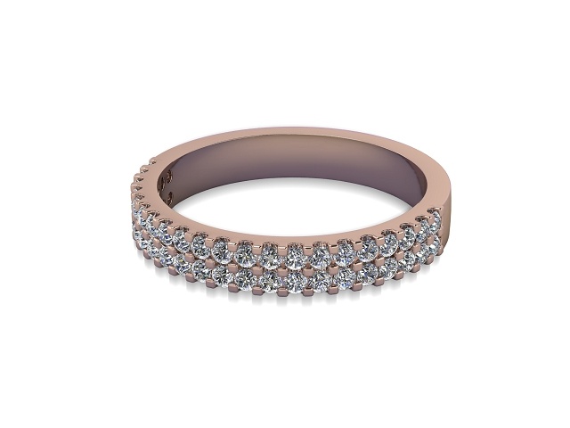 Semi-Set Diamond Wedding Ring in 9ct. Rose Gold: 3.2mm. wide with Round Shared Claw Set Diamonds