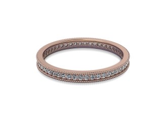 Full-Set Diamond Wedding Ring in 18ct. Rose Gold: 2.2mm. wide with Round Milgrain-set Diamonds-W88-04335.22