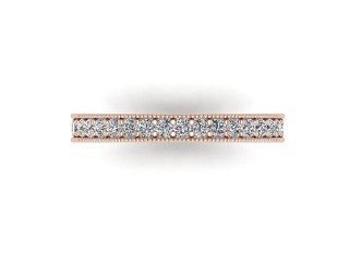 Full-Set Diamond Wedding Ring in 18ct. Rose Gold: 2.7mm. wide with Round Milgrain-set Diamonds - 9