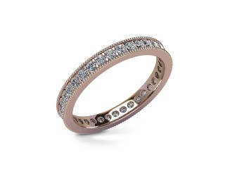 Full-Set Diamond Wedding Ring in 18ct. Rose Gold: 2.7mm. wide with Round Milgrain-set Diamonds - 12