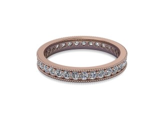 Full-Set Diamond Wedding Ring in 9ct. Rose Gold: 2.9mm. wide with Round Milgrain-set Diamonds