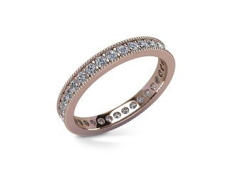 Full-Set Diamond Wedding Ring in 18ct. Rose Gold: 2.9mm. wide with Round Milgrain-set Diamonds
