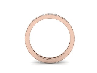 Full-Set Diamond Wedding Ring in 18ct. Rose Gold: 3.1mm. wide with Round Milgrain-set Diamonds