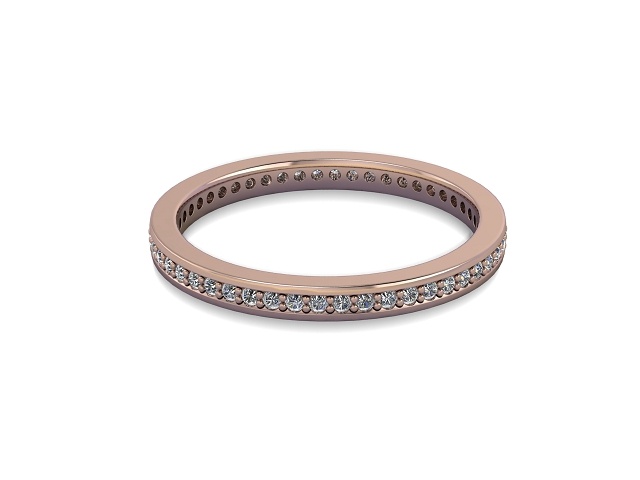 Full-Set Diamond Wedding Ring in 9ct. Rose Gold: 2.0mm. wide with Round Milgrain-set Diamonds