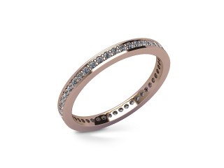Full-Set Diamond Wedding Ring in 18ct. Rose Gold: 2.2mm. wide with Round Milgrain-set Diamonds - 12